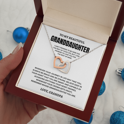 To My Beautiful Granddaughter Love, Grandpa (I Can't Promise To Be Here For The Rest Of Your Life) Interlocking Hearts Necklace