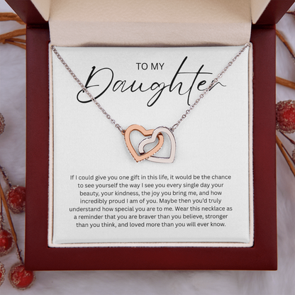 To My Daughter (If I Could Give You One Gift) Interlocking Hearts Necklace